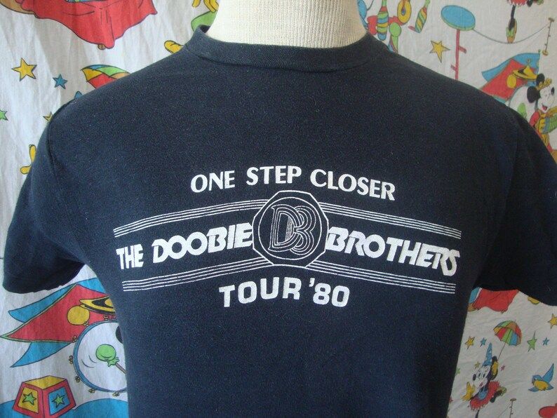 Vintage 80S The Doobie Brothers Rare 1980 Concert Tour Black T Shirt