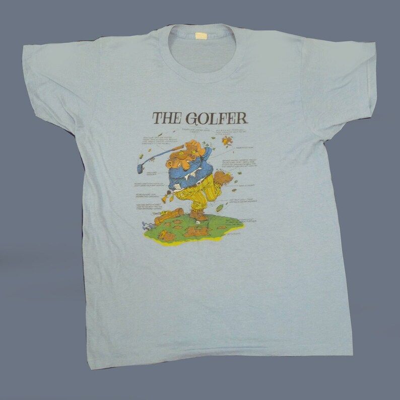 Vintage 80S The Golfer By Gary Patterson Light Blue T Shirt