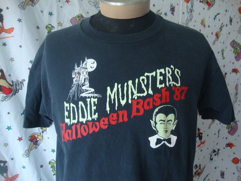 Vintage 80S The Munsters Ultra Rare Eddie Munster 1987 Halloween Birthday Bash Butch Patrick Movie Promo Munsters T Shirt