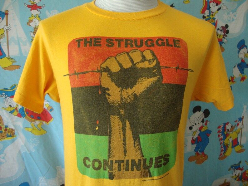 Vintage 80S The Struggle Continues Black Power Africa Rap Hip Hop Style T Shirt