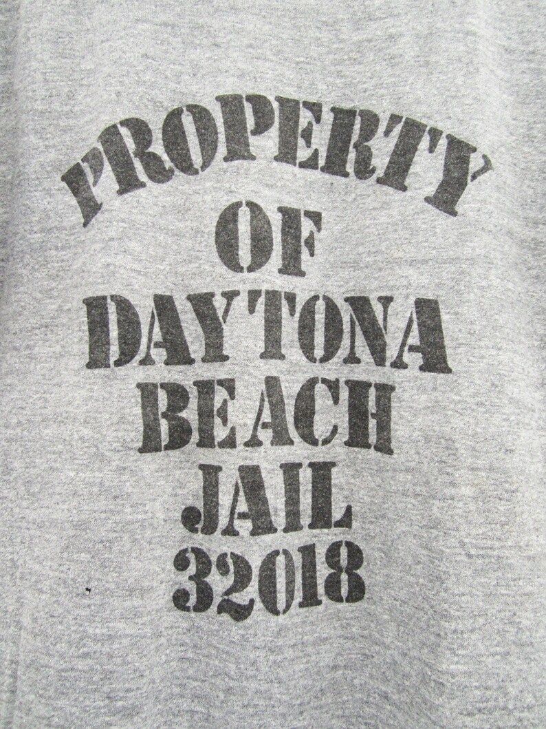 Vintage 80S Tri Blend T Shirt Daytona Beach Jail Heather Gray Sportswear