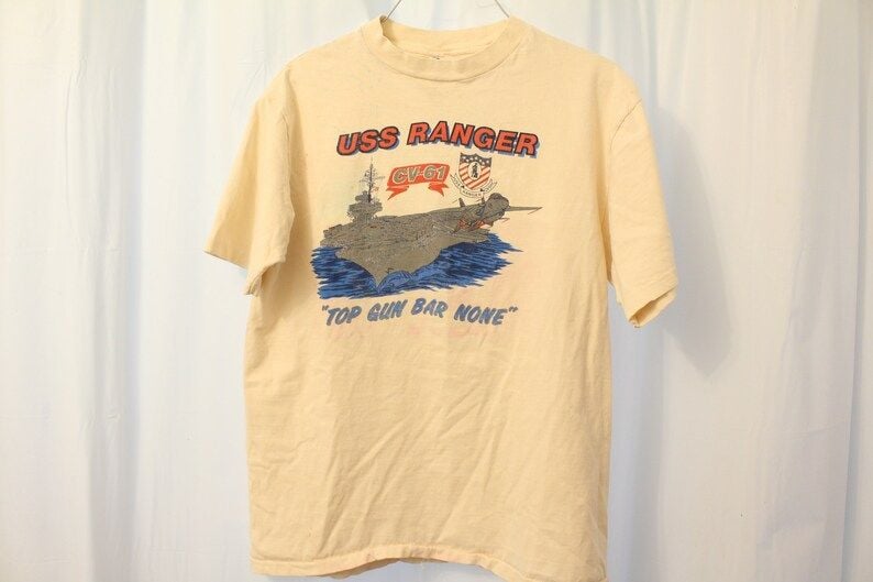 Vintage 80S Uss Ranger Cv 61 Top Gun Bar None