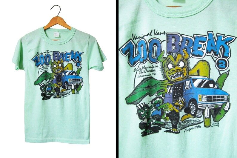 Vintage 80S Van Expo T Shirt Mint Green 1986 Vanimal Vans