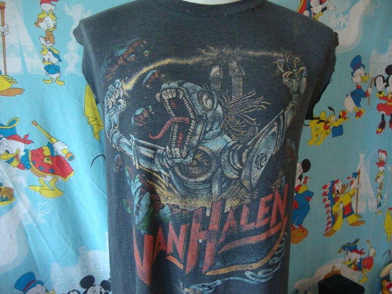 Vintage 80S Van Halen Kicks Ass 1986 Tour Band Tee Sleeveless Concert