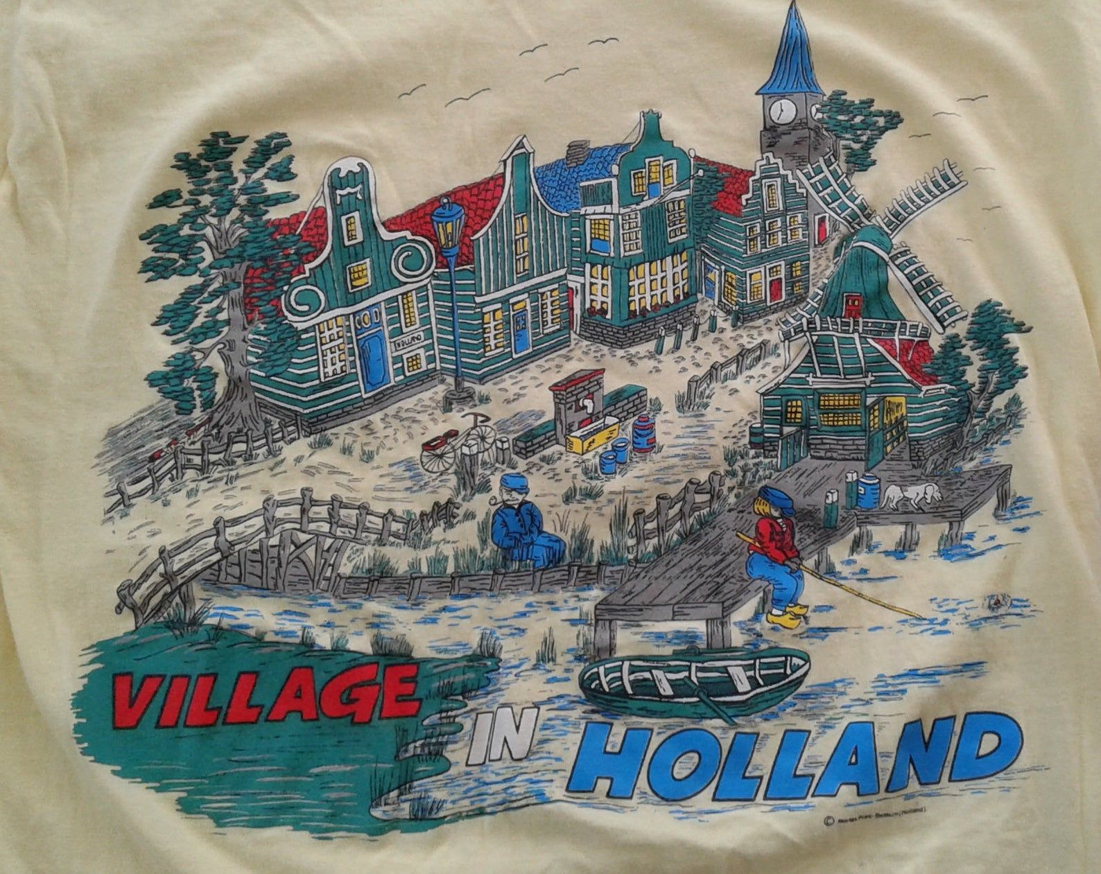 Vintage 80'S Village In Holland Yellow Single-Stitched Butter Thin T-Shirt Made In Holland