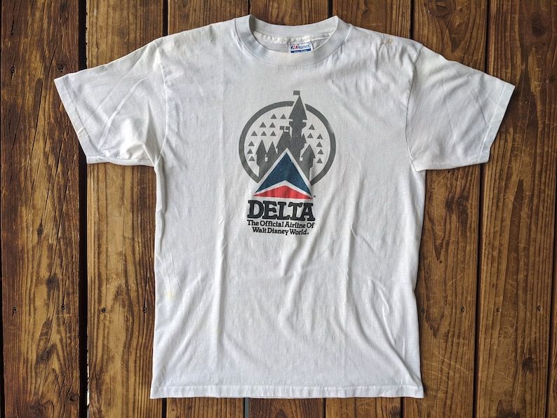 Vintage 80S Walt Disney World Delta Airlines Single Stitch Tee