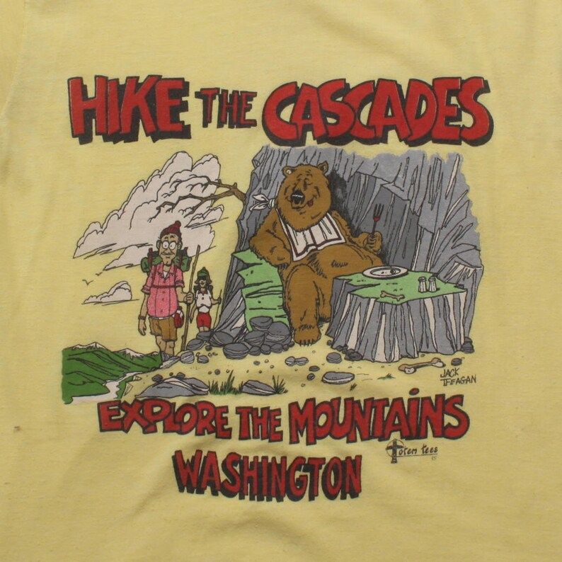 Vintage 80S Washington Hiking T Shirt1980S Hike The Cascades Comic Tee Shirt M