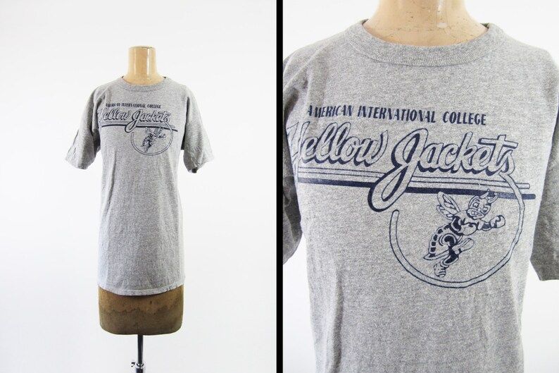 Vintage 80S Yellow Jackets T Shirt Champion Sports Tee Made In Usa