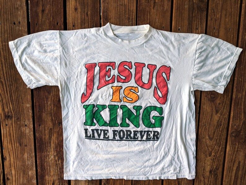 Vintage 80S90S Jesus Is King Live Forever Jesus Piece Tee