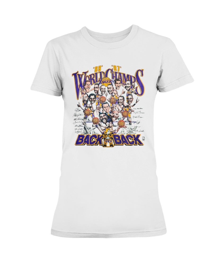 Vintage 87 88 Nba Los Angeles Lakers World Champion Salem Sports Ladies T Shirt 211116