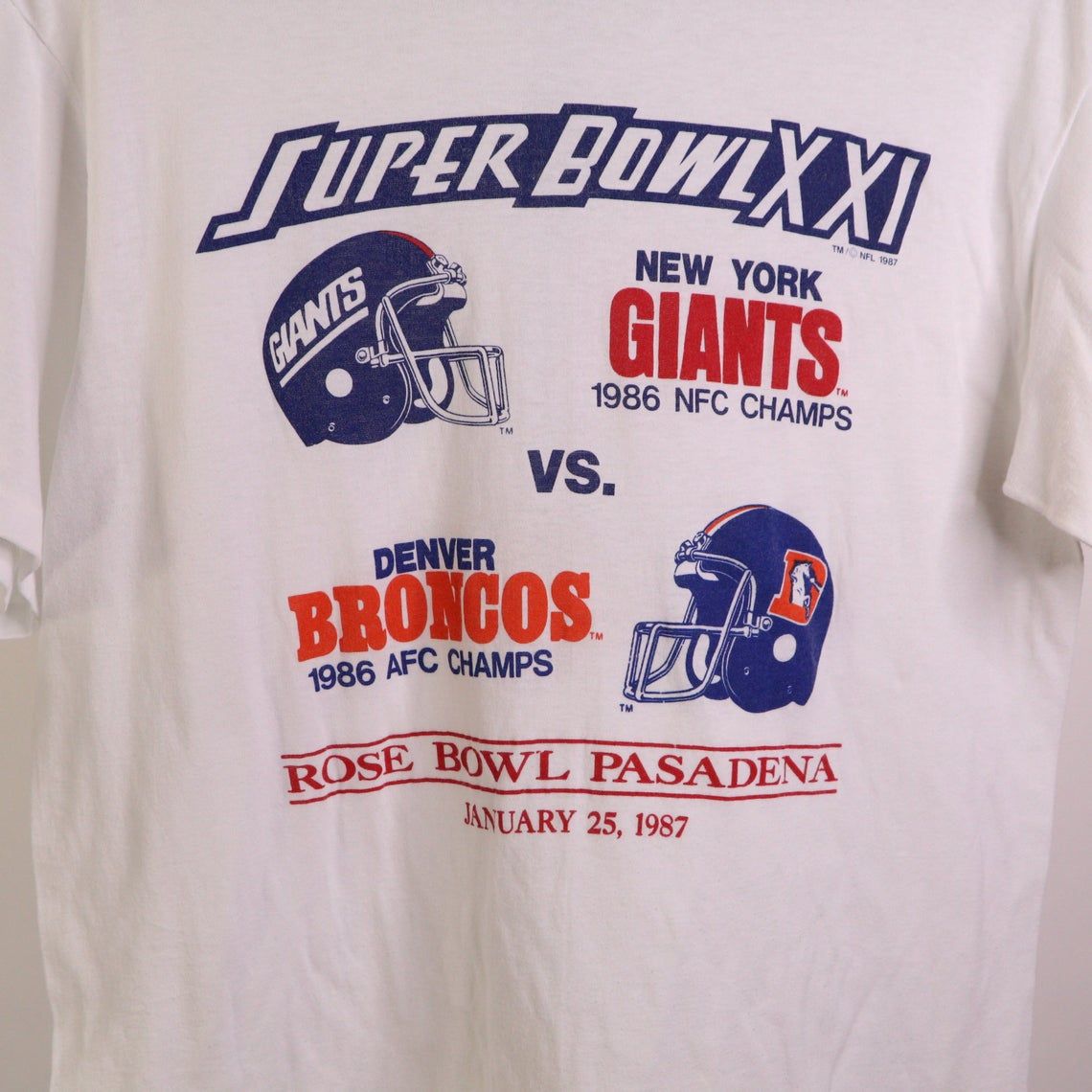 Vintage 87' Super bowl NY Giants Vs Denver Broncos Rose Bowl Pasade Shirt
