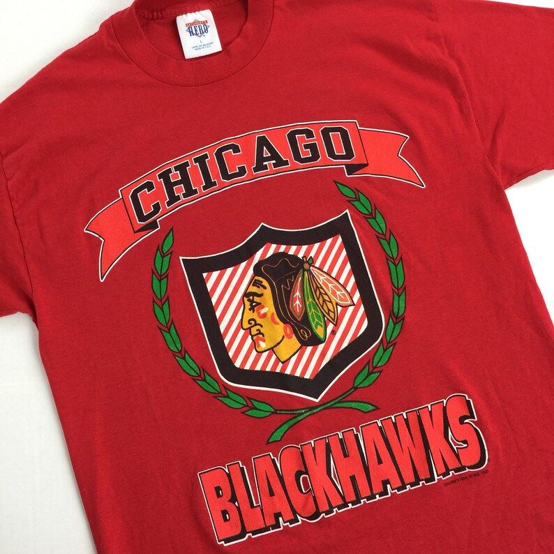 Vintage 90S 1990 90 Nhl Chicago Blackhawks Black Hawks Saturdays Hero Hockey Graphic Tee T Shirt