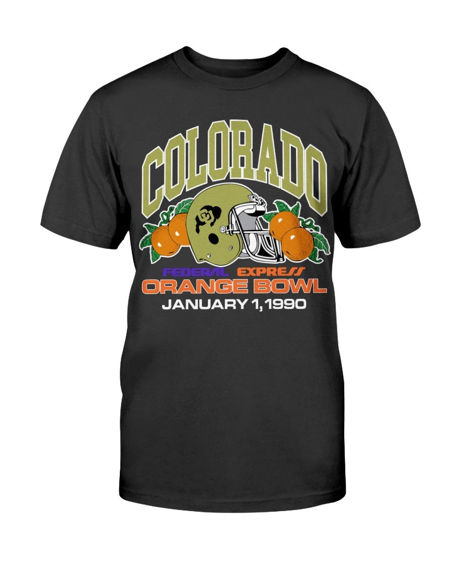 Vintage 90S 1990 University Of Colorado Buffaloes Federal Express Fedex Orange Bowl T Shirt 211211