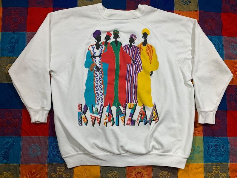 Vintage 90S 1990S Kwanzaa Celebration African American Holiday Heritage Unity Culture Colorful Crewneck Sweater Size Womens Xxl