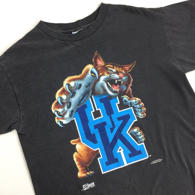 Vintage 90S 1992 92 Ncaa Univeristy Of Kentucky Uk Wildcats Salem Sportswear Graphic College Tee T Shirt