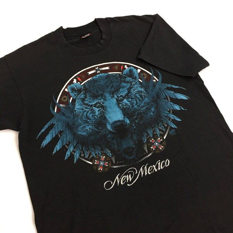Vintage 90S 1992 92 New Mexico Travel Souvenir Novelty Wildlife Eagle Deer Bear Graphic Tee T Shirt