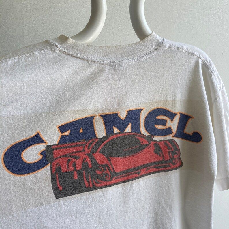 Vintage 90S 1992 Camel Brand Toyota Trucks Heavily Stained T Shirt Backside Photoed First