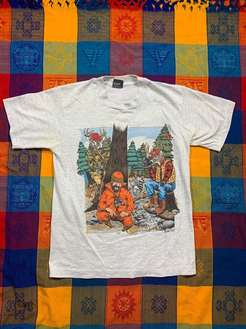 Vintage 90S 1992 Hunters Tee Humor Hunting Season Deer Wildlife Funny Edium