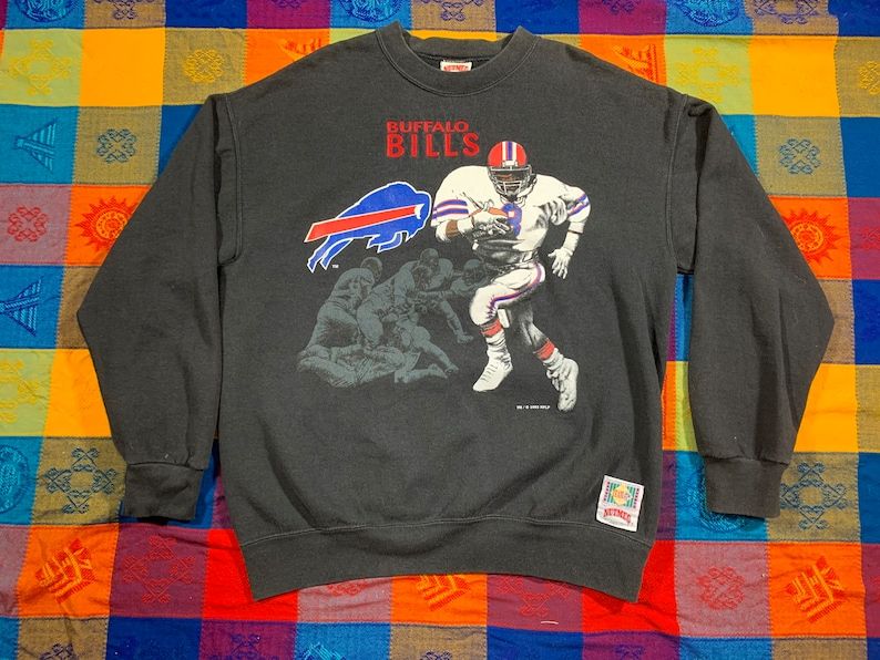 Vintage 90S 1993 Buffalo Bills Nfl Professional Football Nutmeg Mills Crewneck Sweatshirt New York Sportswear Streetwear Arge