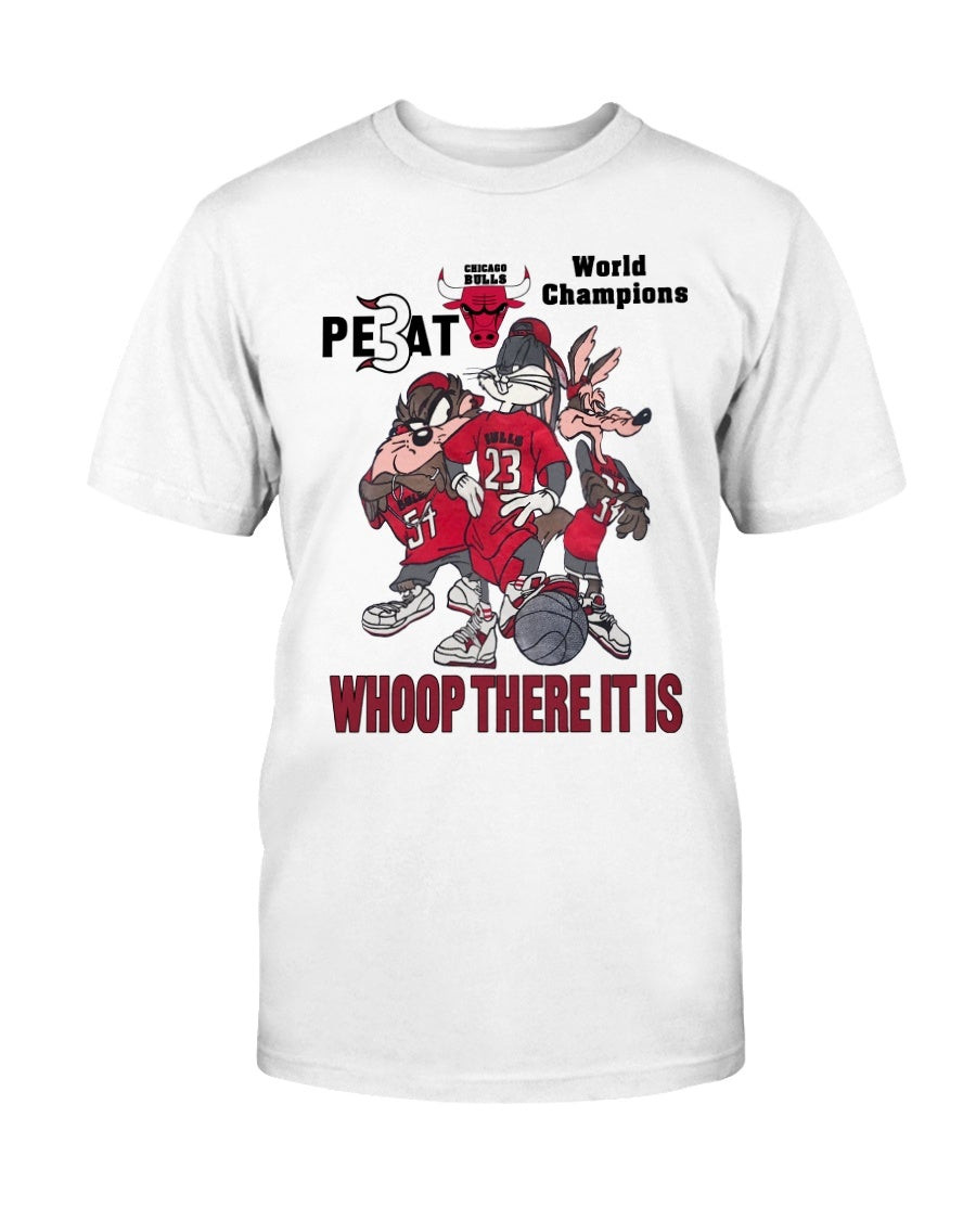 Vintage 90S 1993 Looney Tunes Cartoon Chicago Bulls 3 Peat Whoop There It Is World Champions T Shirt 211214