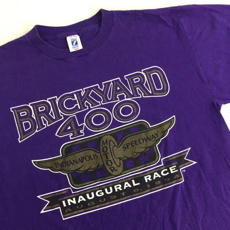 Vintage 90S 1994 94 Nascar Brickyard 400 Inaugural Race Logo 7 Purple Graphic Race Racing Tee T Shirt