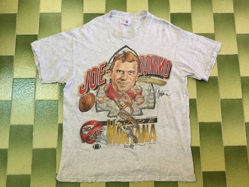Vintage 90S 1994 Nfl Joe Montana Caricature Kansas City Chiefs T Shirt