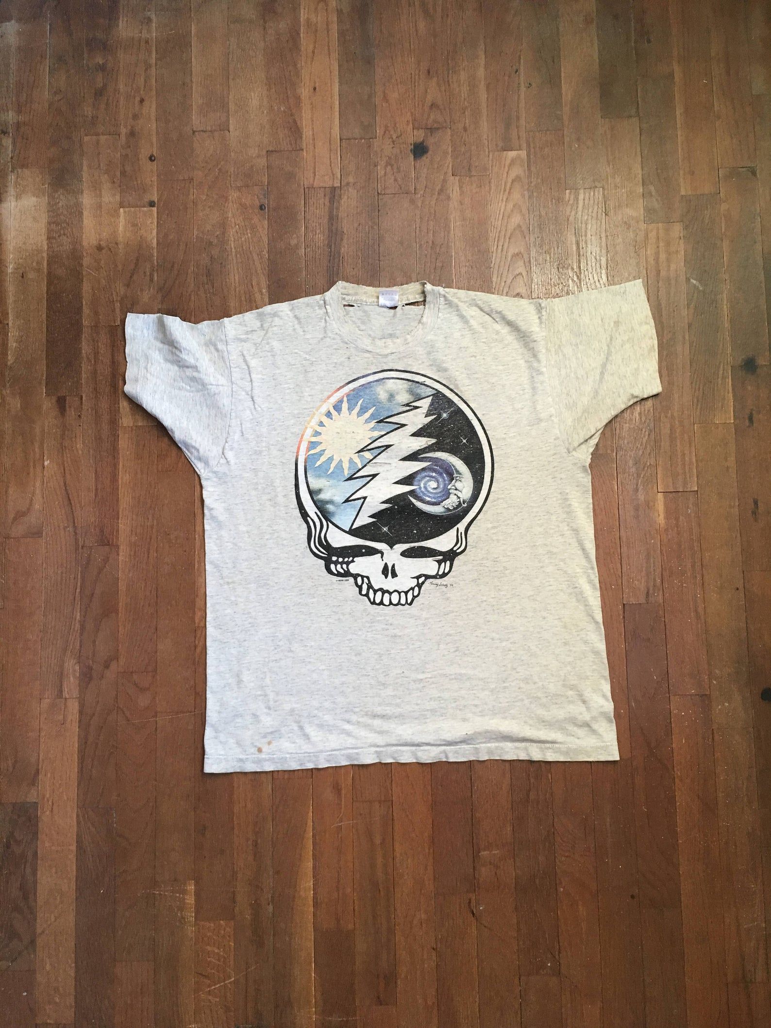 Vintage 90S 1994 Summer Tour Grateful Dead Psychedelic Jam Band Tammy Schatz Steal Your Face Lightening Skull Sun Moon T Shirt Made In Usa