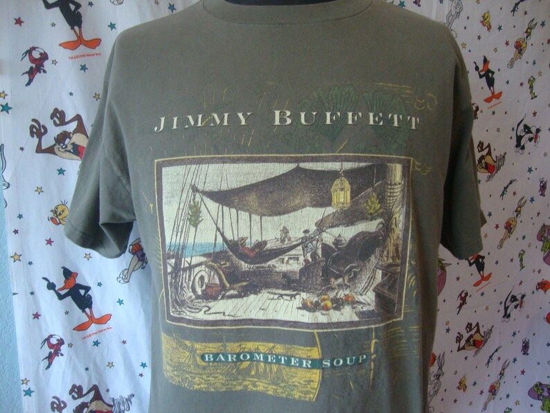 Vintage 90S 1995 Jimmy Buffett Barometer Soup Tour Tee Concert