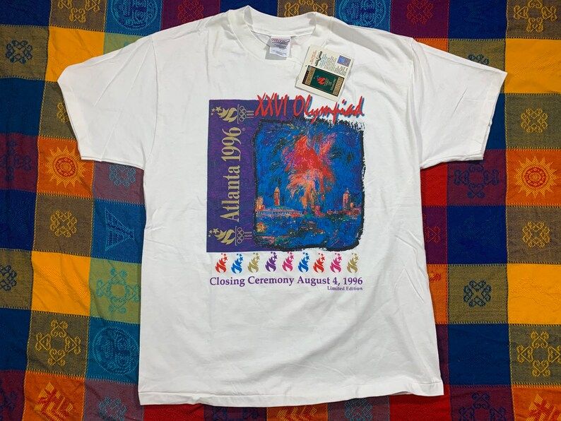 Vintage 90S 1996 Atlanta Georgia Closing Ceremony Olympic Games Deadstock Sportswear Arge