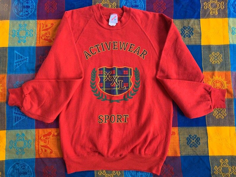 Vintage 90S Activewear Sport Crest Preppy Crewneck Sweatshirt Edium