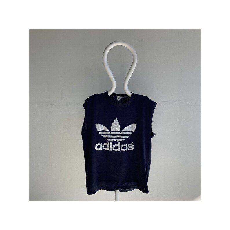 Vintage 90S Adidas Cut Up Trashed Usa Made Muscle Tank T Shirt