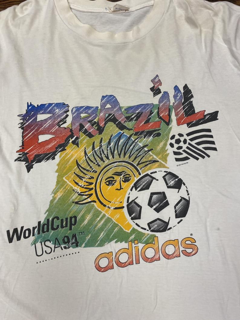 Vintage 90S Adidas Usa 1994 World Cup Champions Team Brazil Shirt