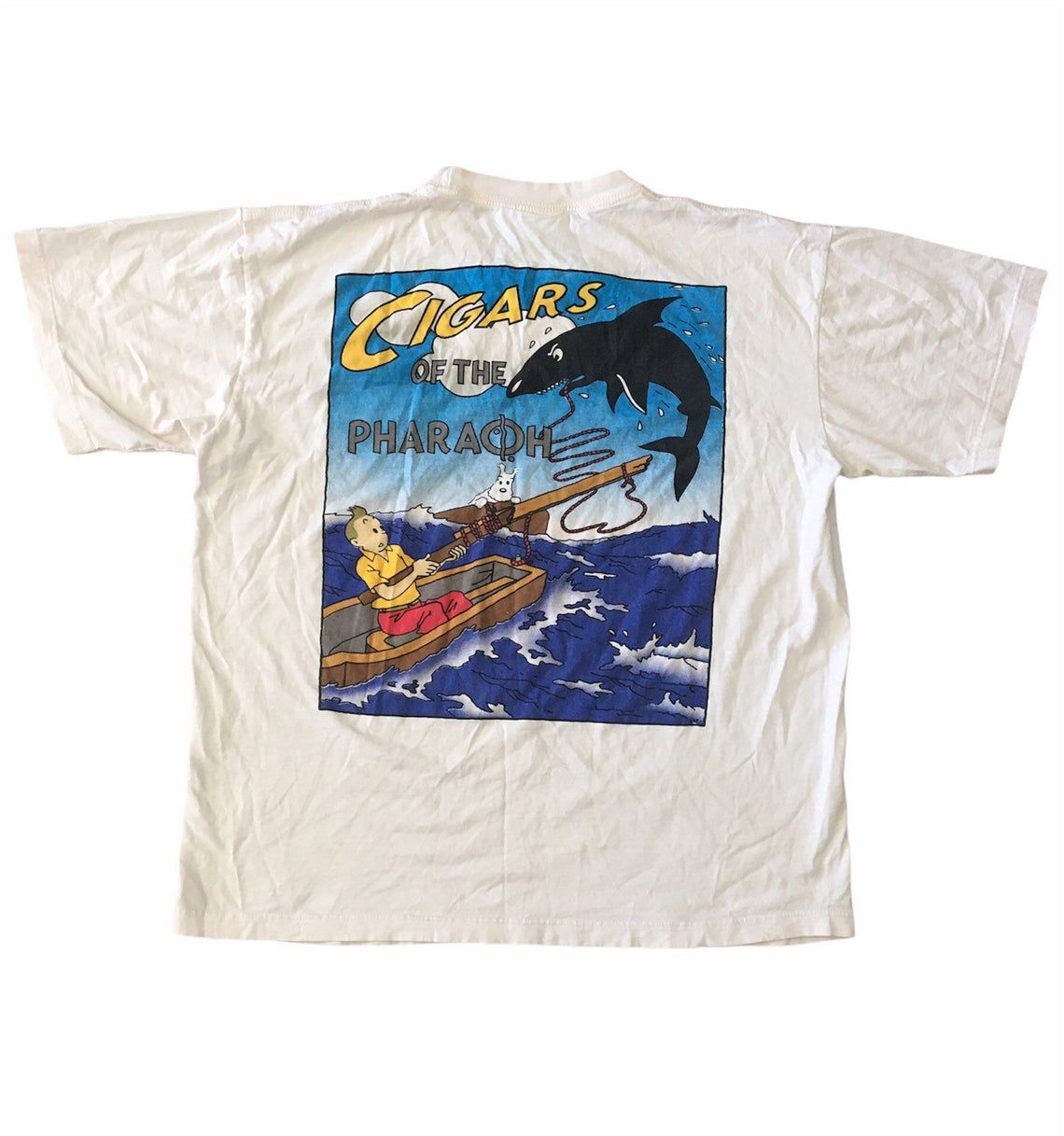 Vintage 90s Adventures Of Tin Tin Cigars Of The Pharaoh Comic shirt