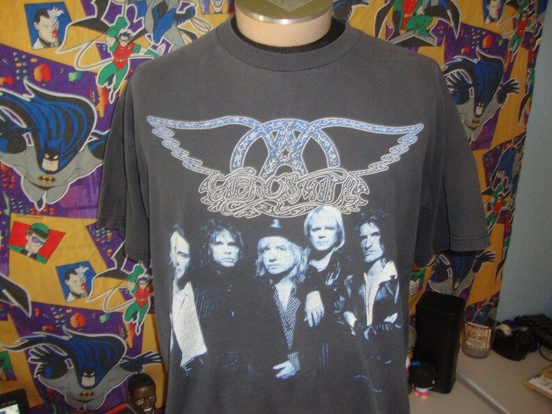 Vintage 90S Aerosmith 9 Lives Concert Heavy Metal 1997 Tour Black