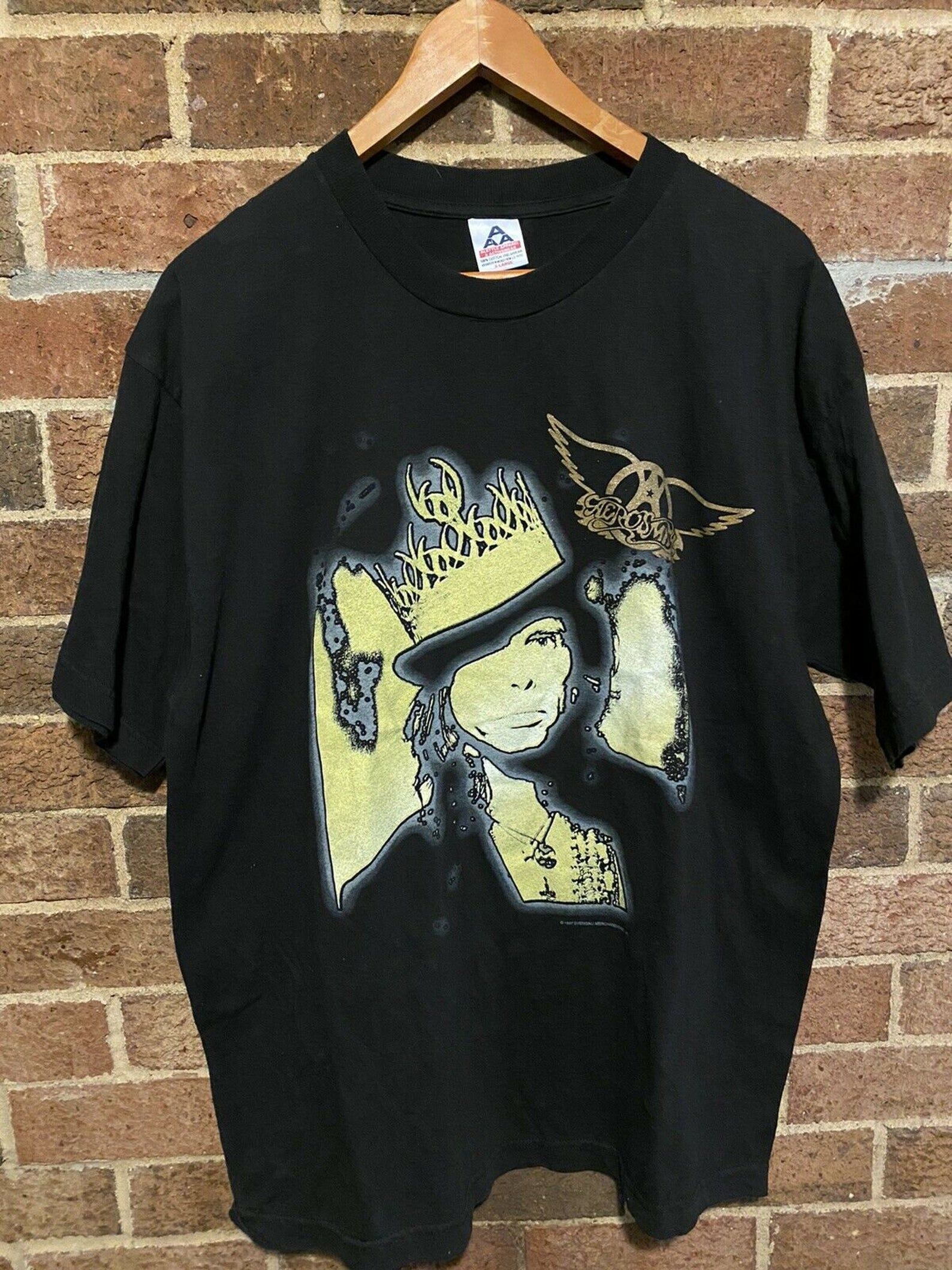 Vintage 90S Aerosmith Steven Tyler 1997 Nine Lives Concert Tour Tshirt