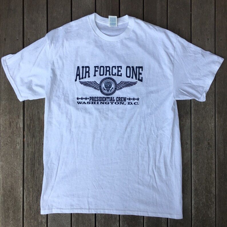 Vintage 90S Air Force One Presidential Crew Oversized Unisex White T Shirt Retro American Usa Af1 President Washington Summer Souvenir Tee