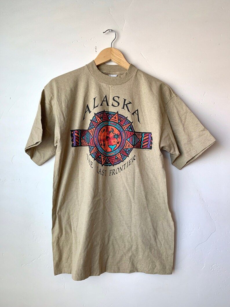 Vintage 90S Alaska The Last Frontier Tourism Souvenir Single Stitch T Shirt