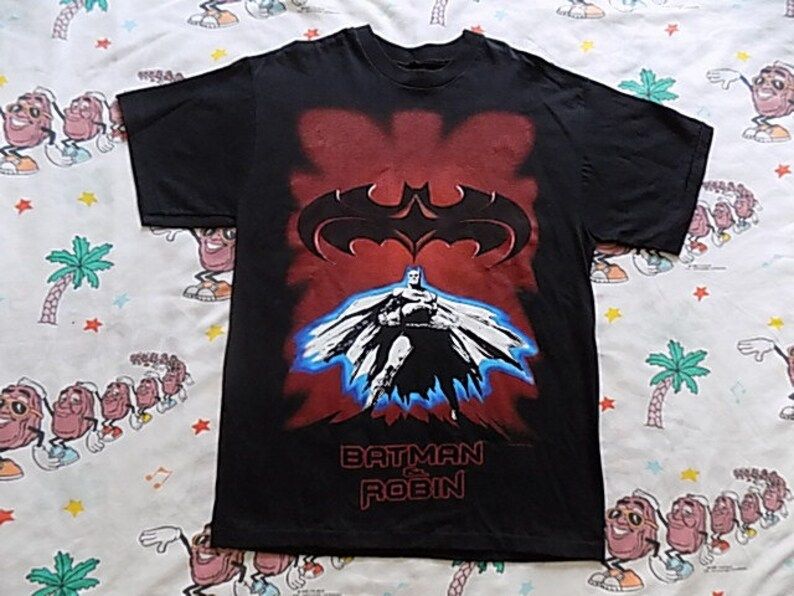 Vintage 90S Batman And Robin Movie T Shirt Arge 1997 Huge Graphic