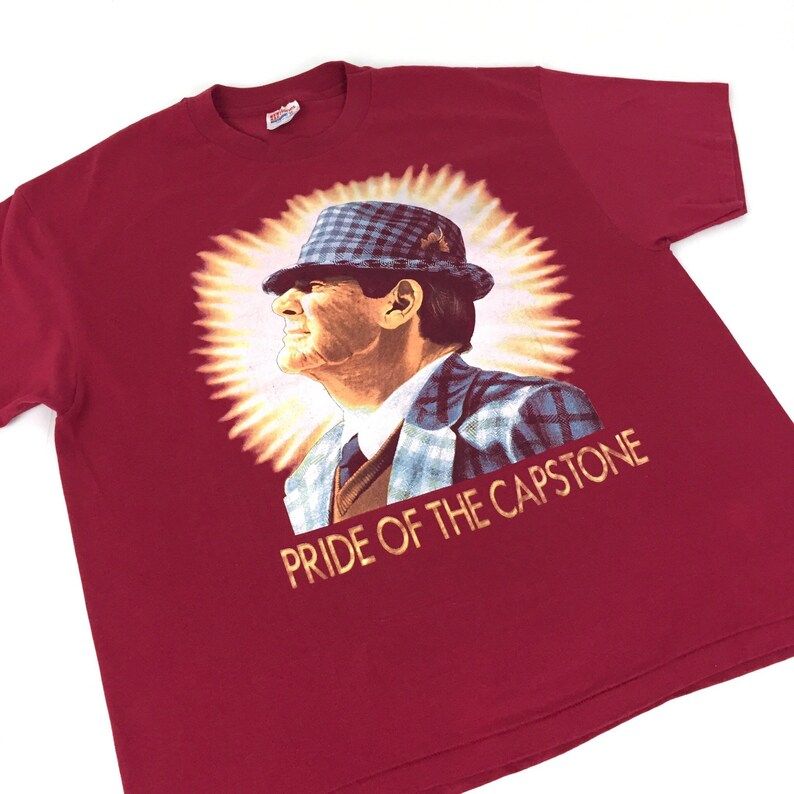 Vintage 90S Bear Bryant Ncaa University Of Alabama Crimson Roll Tide Single Stitch College Football Graphic Tee T Shirt