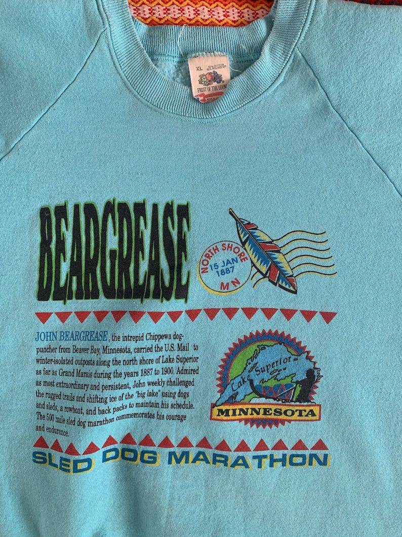 Vintage 90S Beargrease Dog Sled Marathon North Shore Minnesota Crewneck Sweater
