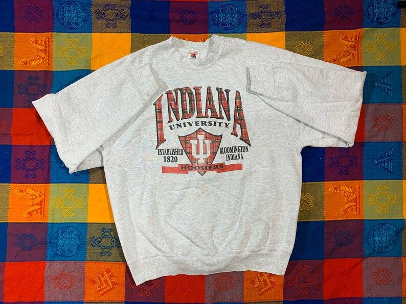 Vintage 90S Bloomington Indiana University Hoosiers Collegiate Crewneck Sweatshirt Arge