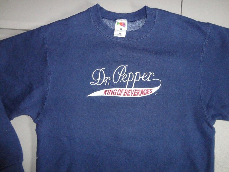 Vintage 90S Blue Sewn Dr Pepper 90 10 Soda Pop Soft Drink King Of Beverages Fruit Of The Loom Crew Sweatshirt Adult M Usa Rare Excellent