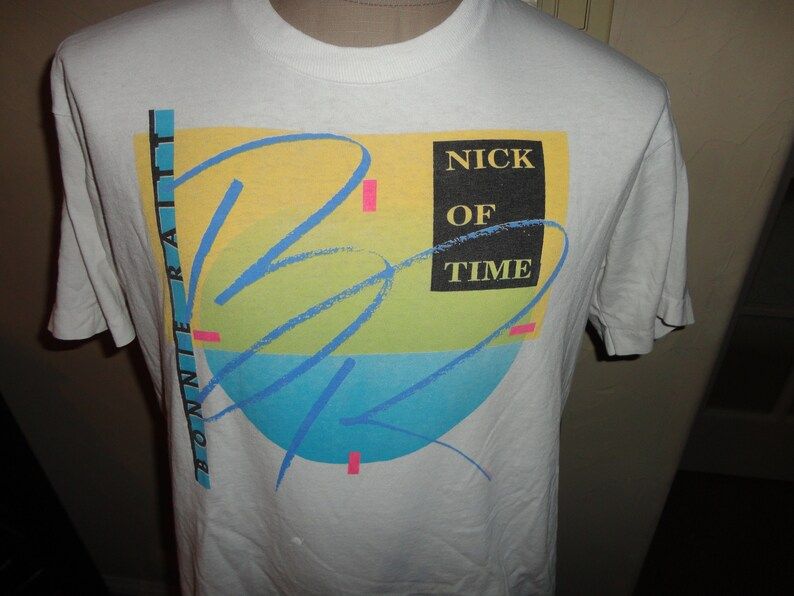 Vintage 90S Bonnie Raitt Nick Of Time 1990 Concert Tour Band Tshirt White Cotton Tour Cities Rare Hard To Find