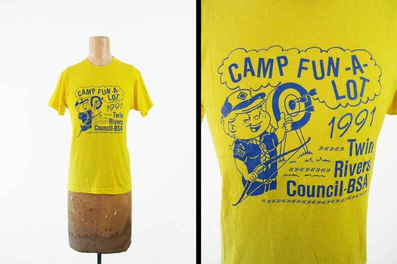 Vintage 90S Boy Scouts T Shirt Camp Fun A Lot Twin Rivers Council Albany Ny