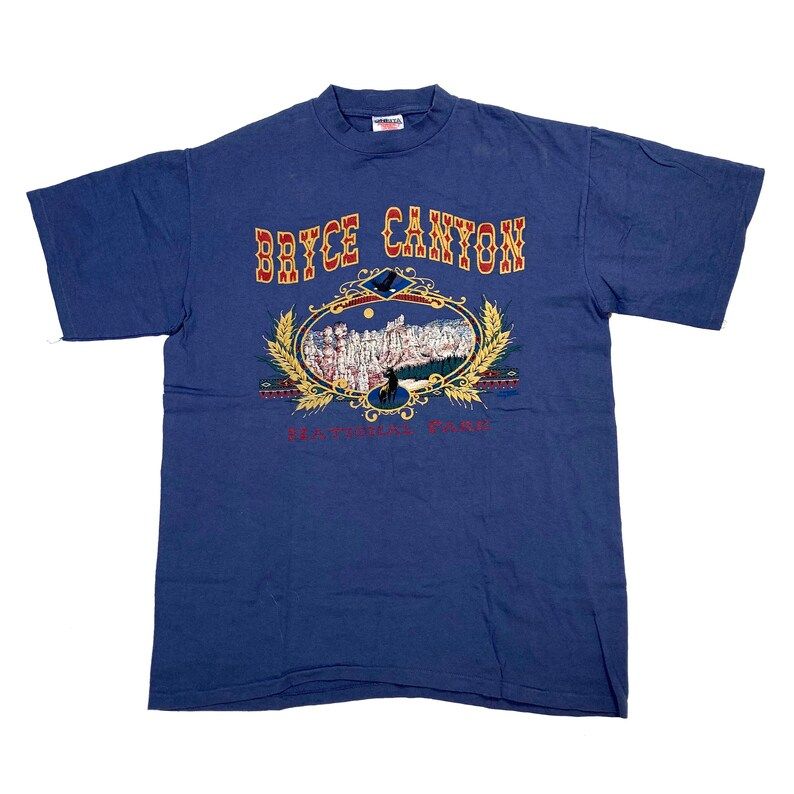 Vintage 90S Bryce Canyon Blue Tourist Souvenir Graphic Tee Shirtmens Medium