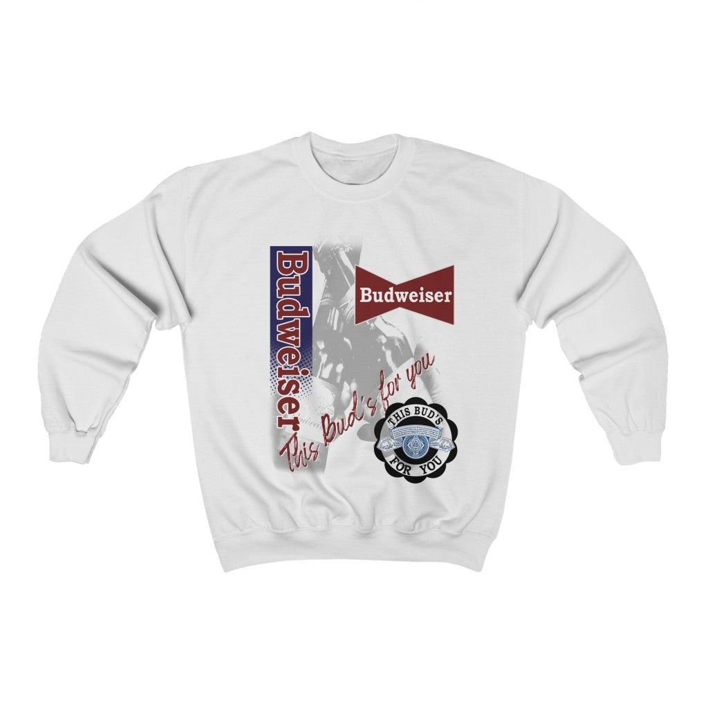 Vintage 90S Budweiser Big Logo 1991 Print Grey Sweatshirt 211206