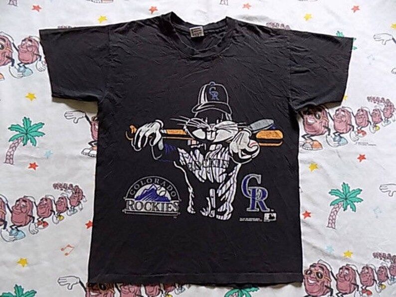 Vintage 90S Bugs Bunny Colorado Rockies T Shirt Arge 1994 Looney Tunes Mlb