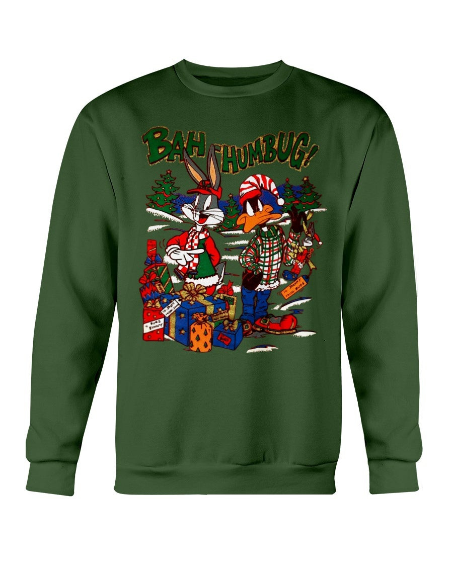 Vintage 90S Bugs Bunny  Daffy Duck Bah Humbug Christmas Looney Tunes Sweatshirt 211008