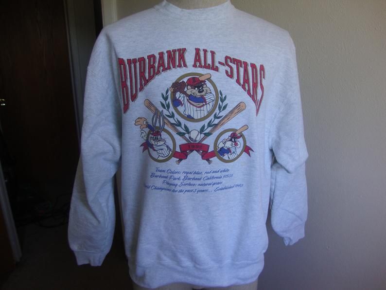 Vintage 90'S Burbank All Stars Baseball Looney Tunes Shirt