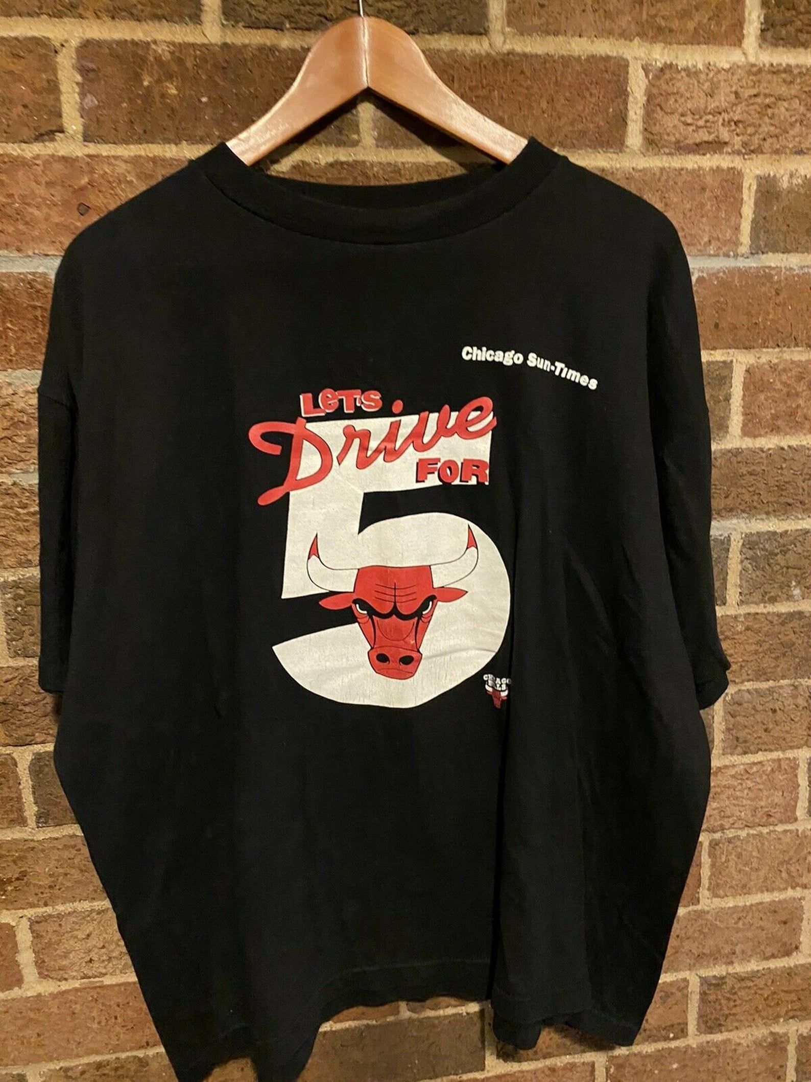 Vintage 90S Champion Chicago Bulls Back To Back Champions Strive For 5 Tshirt 2X